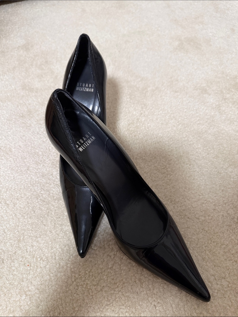 Stuart Weitzman Black Patent Pointed Stiletto Heel Pump. - Picture 8 of 8